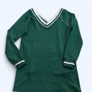 OFFLINE by Aerie Green V-Neck Long Sleeve Chillup Varsity Mini Dress Size Small
